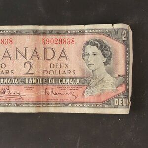 Vintage 1954 Canadian Two dollar Bill